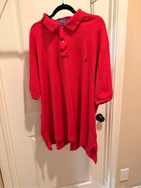 Ralph Lauren Red Polo Shirt with Navy Label